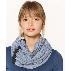 Lululemon Vinyasa Scarf Rulu Mini Check Pique Sea Mist Heathered Deep Navy